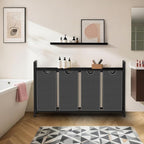 Laundry Hamper, Laundry Sorter with 4 Pull-Out Removable Oxford Fabric Bags Cloth Laundry Basket 4 x 10 Gallons (Grey and Charcoal Black)