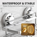 LEVERLOC Shower Caddy Suction Cup 2 Pack, Shower Shelf for Inside, Large Capacity Bathroom Organizers and Storage, Rustproof & Waterproof Metal Bath Basket, No-Drilling, Heavy Duty, Silver