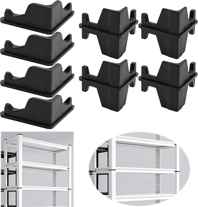 Post Inserts Connectors - PP Plastic, Injection Molded, Sturdy Support - Black, 4 Post Corner Connectors and 4 Post Caps, Compatible with Whalen and Costco 5 Shelf Shelving Unit