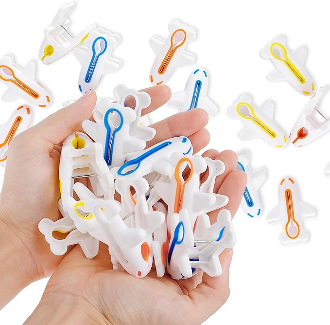 Plastic Clothes Pins Colorful Clothespins-Non-Slip Laundry Clips for Hanging Clothes, Towels, Crafts, Picture, Clips Food Package Clips Outdoor Plane Clothes Pegs,3 Colors 24 PCS