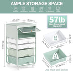 Utility-Rolling-Storage-Drawer-Craft-Cart-Organizers with 4 Drawers & Dust-proof Door for Kid Craft Art Room,Bedroom,Home Office, 4 Tiers Drawer cart, Green
