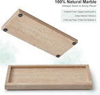 Natural Small Marble Vanity Tray, Luxury Stone Organizer for Bathroom & Kitchen | Holds Soap Dispenser, Jewelry, Perfume | Non-Resin, Non-Ceramic Décor (Travertine, M (11.8" x 5.1" x 0.78"))
