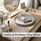 Silicone Bathroom Countertop and Vanity Tray, Round Silicone Bathroom Tray, Modern Bathroom Decor, Coffee Table Decor, Decorative Tray for Candle, Perfume, Plants (Grey, 9 inch)