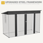 DWVO 9x4ft Metal Outdoor Storage Shed with Window, Lockable Tool Storage Sheds, Oversized Steel Garden Sheds with Sloped Roof for Backyard, Patio, Garage, Lawn, Dark Gray