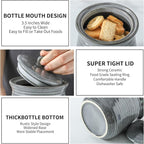 HASENSE Food Storage Contaister with Lid, Ceramic Airtight Sugar Canister for Kitchen, Small Coffee Cookie Jar for Grounds Coffee, Beans, Tea, Flour, Cereal, 30 FL OZ(Grey)