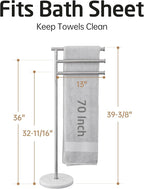 KES Free Standing Towel Racks for Bathroom with Weighted Marble Base, 40-Inch Floor Standing Towel Rack Stand, 3 Swivel Bars, Premium 18/8 Stainless Steel Brushed Finish, BTH219-2