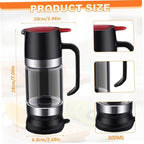 Syrup Dispenser, Honey Dispenser No Drip, 300ml Clear Glass Honey with Press Type, Leakproof Syrup with Handle, Container with Stand for Coffee Tea