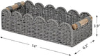 CubesLand Bathroom Basket Organizer, Toilet Tank Paper Storage Baskets 2-Pack, Scalloped Decorative Basket for Countertop w/Handle, Wicker Basket for Bathroom Decor, Home Decor, Living Room, Grey