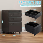 SUXXAN 3 Drawer File Cabinet with Lock, Metal Under Desk Cabinet with Wheels for Office & Home, Legal/Letter Size, Need to Assemble