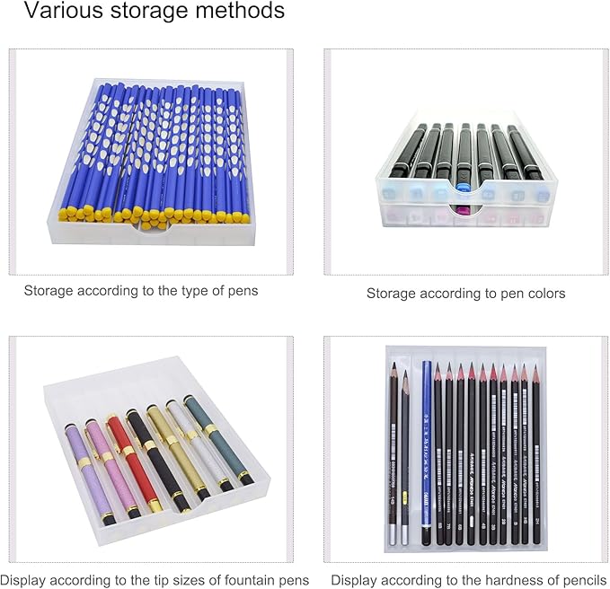 Craft Organizers and Storage, Pencil, Crayon, Marker, Pen Organizer, Pen Holder, Pen Tray Storage with Gel Pens, Fountain Pens, Chalk for Office, Art & Craft Room - 8Pack