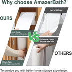 AmazerBath Toilet Paper Storage Cabinet Bamboo, Toilet Paper Holder with Storage for Small Spaces, Slim Bathroom Storage Cabinet, 33x7.3x6.5 Inches