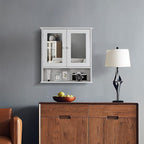 TaoHFE Medicine Cabinet, Medicine Cabinets for Bathroom with Mirror 2 Doors 3 Open Shelf, Bathroom Cabinet Wall Mounted Wooden Storage Over Toilet Laundry Room Kitchen
