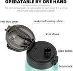 Fanhaw 24 oz Insulated Stainless Steel Water Bottle with Anti-Dust Chug Lid, Leakproof Vacuum Metal Bottle for Kids, Women & Men (Green Pink)
