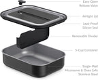 Bentgo MicroSteel Leak-Proof Lunch Box - Microwave-Safe, Oven-Safe, Bento-Style Container with Removable Divider, Airtight Lid, Sustainable Design, Odor & Stain Resistant (Carbon Black)