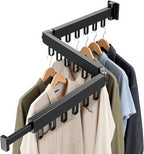 Wall Mounted Clothes Drying Rack, Space-Saving Foldable Clothes Drying Rack, Wall Clothes Hanger with 18 Hooks for Indoor & Outdoor Use in Laundry Room, Bathroom & Balcony