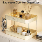 Countertop Coffee Station Organizer, 2 Tier Wine Glass Holder, Mug Shelf with Removable Drain Tray, Spice Rack for Kitchen, Bathroom Countertop Organizer, Cream White