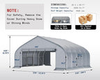 AMERLIFE 22.5 x 20 FT Enclosed Carport, Heavy Duty Garage with Waterproof Cover, UV Protection & Wind Resistant, Portable Carport for 2 Car, Boat Shelter & Farm Outdoor Storage, Silver