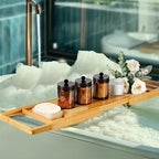Amolliar Amber Glass Qtip Holder, Apothecary Jars with Oil Rubbed Bronze Metal Lid & Stickers-Bathroom Qtip Dispenser Storage Organizer Set,Vanity Counter Canister for Cotton Swabs,Round Floss(2 Pack)
