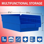 Akro-Mils 30130 Plastic Shelf Bins, Heavy Duty Storage Bins for Garage, Closet, and Drawer Organization, 12" x 6-1/2" x 4", Red, 12-Pack