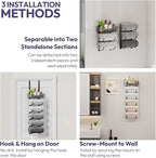 SWTYMIKI Hanging Towel Racks for Bathroom - 6 Tier Over The Door & Wall Mounted Bath Rolled Towel Storage Organizer Holder for Small Bathroom, RV, Camper, Black (Patented)