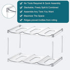 LARGER Compartment - Stackable Water Bottle Organizer Holder - for Stanley & Others' Large Tumbler - Clear Wine Rack, Cup Bottle Holder for Cabinet Home Countertop Fridge Pantry Shelf, 4 Tier Hold 12