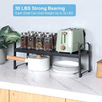 1 Pack Expandable Cabinet Countertop Shelves, Stackable Shelves Organizers for Kitchen Cabinet Countertop Storage, Adjustable Counter Cupboard Pantry Organizer Shelf Rack Stand, Length:25.5"