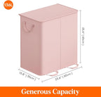 Lifewit Double Laundry Hamper with Lid and Removable Laundry Bags, Large Collapsible 2 Dividers Dirty Clothes Basket with Handles for Bedroom Laundry Room Closet Bathroom College, 136L Pink