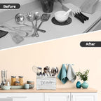 Utensil Holder with 2 Compartments, Utensil Caddy for Kitchen Counter, and Storage for Silverware Fork Spoon Spatula (White)