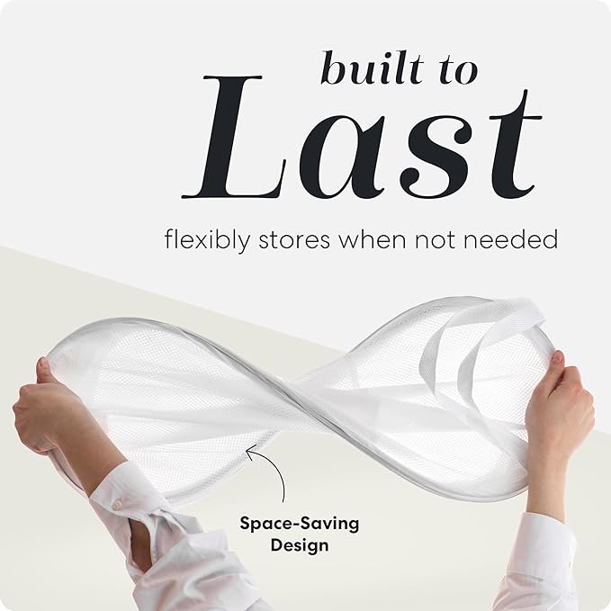 Handy Laundry Collapsible Mesh Pop Up Laundry Hamper 2-Pack, Wide Opening, Side Pocket, Space-Saving Foldable Basket for Clothes, Travel, Dorm, Kids Room, Breathable & Durable (White)