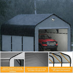 10x16 Metal Carport, Heavy Duty 2-Car Carport Canopy, CarPorts with Removable Polyethylene Sidewalls, Galvanized Steel Roof Car Tent Garage