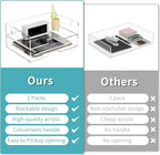 HIIMIEI Acrylic Paper Tray 2 Pack Clear Letter Tray Desk Stackable Organizer for School, Home, Office - Horizontal