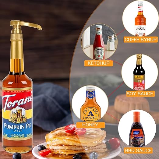 3Pack Coffee Syrup Pump, Compatible with Toran i, DaVinci, Jordans Skinny Syrups - Toran i Syrup Pump Dispenser Fits 25.4 Oz/750Ml Bottles, For Coffee Flavoring Syrups, Teas, Snow Cones, Smoothies
