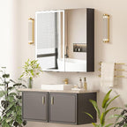 30x28 Medicine Cabinet with Lights Mirror, LED Lighted Medicine Cabinet Wall Mounted, Modern Sturdy Aluminum Mirrored Cabinet with Memory 3 Color Dimmable and Defogger, Adjustable Shelves