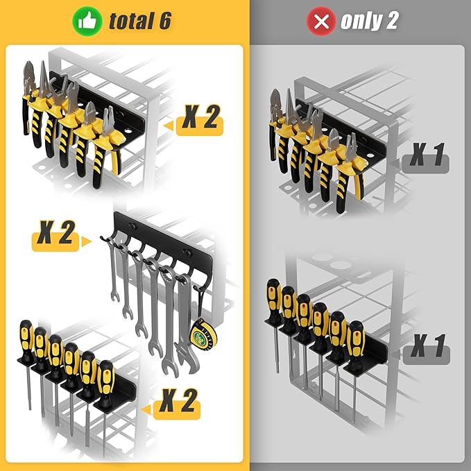 Power Tool Organizer Wall Mount, 4-Tier Tool Storage Rack with 8 Drill Holders, 400LBS Load Heavy Duty Cordless Tool Shelf for Garage Organization, Gift for Men