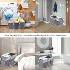 Collapsible Laundry Baskets, 2 Compartment Pop Up Mesh Hamper Foldable 75L Large Capacity Dirty Cloths Basket, Lightweight Foldable Laundry Basket for LaundryRoom, Bathroom or Travel (Grey)