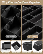 25 PCS Plastic Drawer Organizers Set, 4 Sizes Vanity Organizer, Makeup and Desk Drawer Organizer Trays, Organization and Storage for Makeup, Bathroom, Kitchen Utensils and Office (Black)