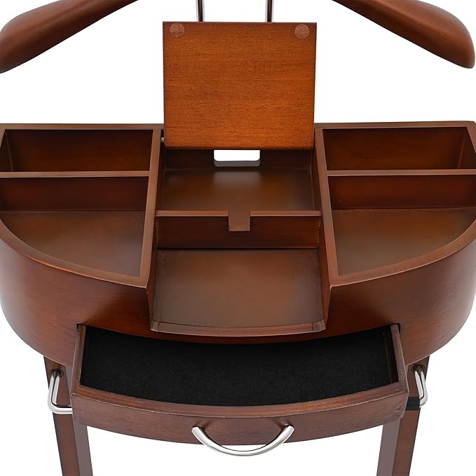 Clothing Suit Rack with Top Tray,Tall Closet Storage Organizer Suit Valet Stand for Man,Steamer Stand Hat Holder, Coat Hanger, Tie & Belt Hooks and Shoe Rack for Entryway Office Living Room