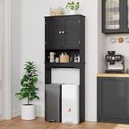 RRX Bathroom Over The Toilet Storage Cabinet, Above Toilet Cabinets Organizer, 24.8" L x 9.1 "W x 65.7 "H Free Standing Toilet Rack with Adjustable Shelf and Open Storage(Black)