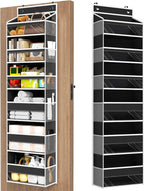 Over The Door Organizer, 6 Shelf Door Hanging Organizers with 6 Large Capacity Pockets, Behind Door Storage Hanging Shelves for Closet Wall Bathroom Bedroom Nursery
