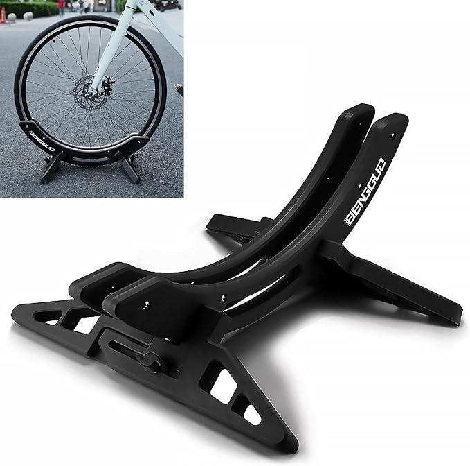 Bike Stand Floor Rack, Universal Adjustable Bicycle Parking Stand for Home/Garage/Garden, Mountain, Road, MTB, E-Bike, Scooter, 30-80mm Wide Bicycle Tires (Black)