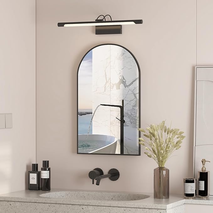 Recessed Medicine Cabinet for Bathroom,Brushed Black Arched Medicine Cabinet with Mirror,Arch Mirrored Medicine Cabinets Recessed,Bathroom Mirror with Storage,Open from Left to Right 16x26