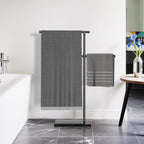 Free Standing Towel Rack for Bathroom with Weighted Marble Base, 40 Inch Adjustable Height and 360° Swivel Bar, Taller Rustproof 304 Stainless Steel Floor Towel Stand for Bathtub, Pool and Spa
