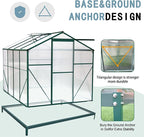 6'x8' Heavy Duty Polycarbonate Greenhouse with Aluminum Frame Green