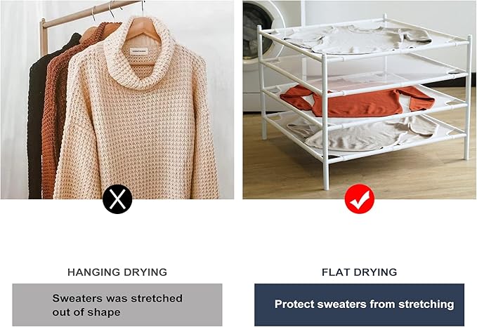 STO STO Sweater Drying Rack, 4-Pack Stackable Mesh Clothes Drying Rack, Laundry Drying Rack for Sweaters, Socks, Toys, White