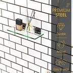 KOKOSIRI Bathroom Wall Shelves 12-Inch Tempered Glass Floating Shelf for Shower Storage Decor, 2 Pack Oil Rubbed Bronze Stainless Steel B1107ORB-L12-P2