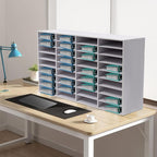 Countertop Literature Organizer, Letter Size Paper Organizer,Desktop Organizer for Storage,with Slots, Office Mailboxes with Removable Shelf (36 Compartments White)