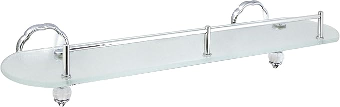 20" Frosted Glass Shelf with Pre-Installed Rail - White Porcelain & Polished Chrome - Flora Series - 5 Year Warrantee