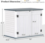 UDPATIO 4.5' x 2.5' Outdoor Storage Shed Horizontal Outdoor Trash Can Storage Box Plastic Shed Resin Cabinet,White & Grey,35 Cu.Ft