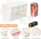 Mini Desk Storage Organizer with 6 Drawers, FODIENS Stackable Desktop Craft Drawer Cabinet, Clear Storage Box Caddy for Makeup Jewelry Office Craft Supplies (White)