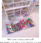Feadily 2PCS Small Drawer Organizer for Desk, Desktop Drawer Organizer with 9 Clear Drawers, Plastic Desktop Storage Drawers 7.1 Inch x 3 .9 Inch x 4.7 Inch, Green